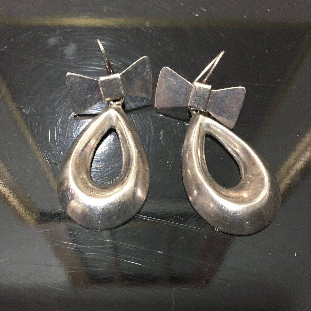 VINTAGE SILVER 925 LARGE DROP EARRINGS